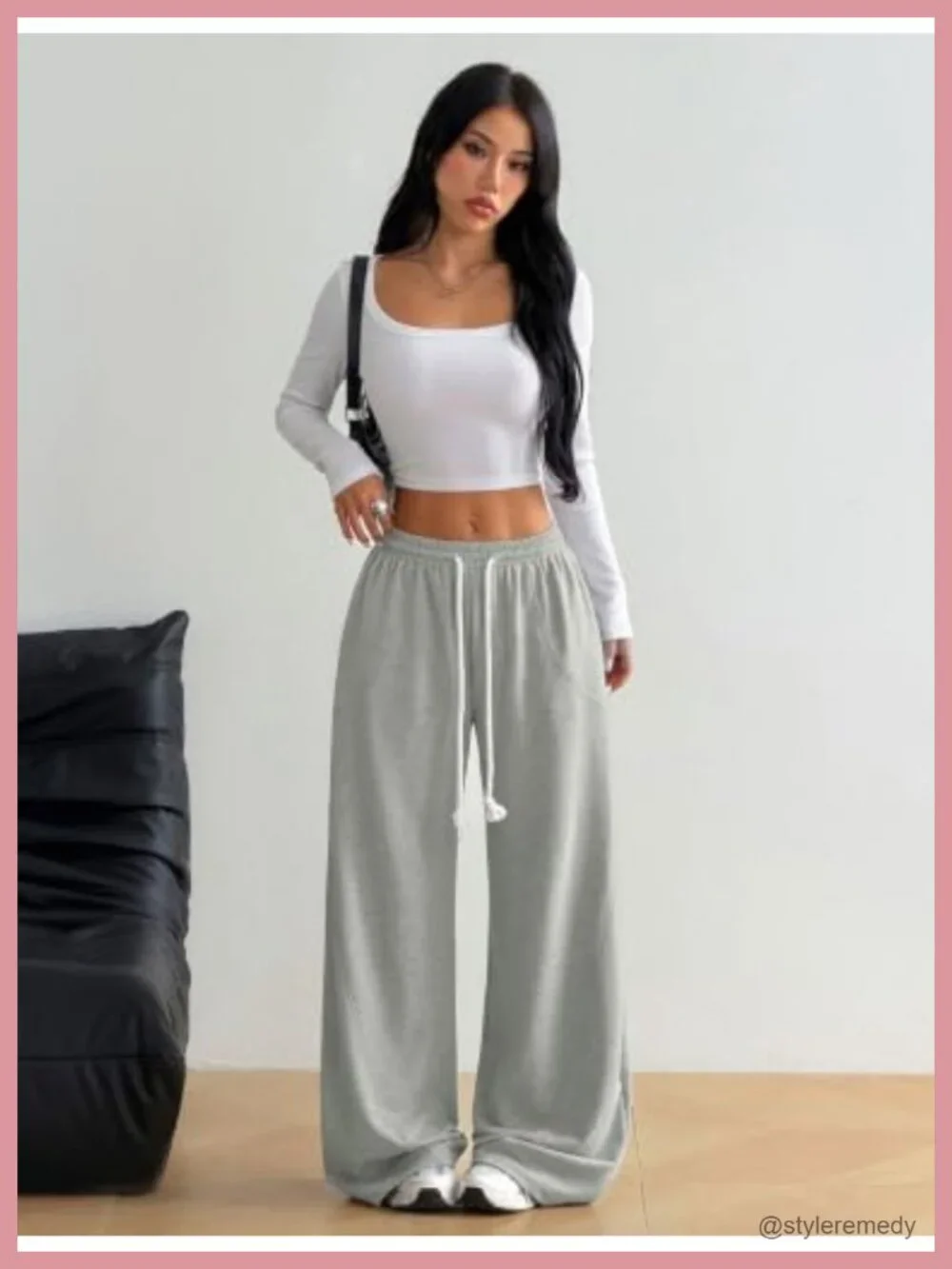 ZAFUL Womens Wide Leg Sweatpants Drawstring Elastic Waist Baggy Lounge Pants